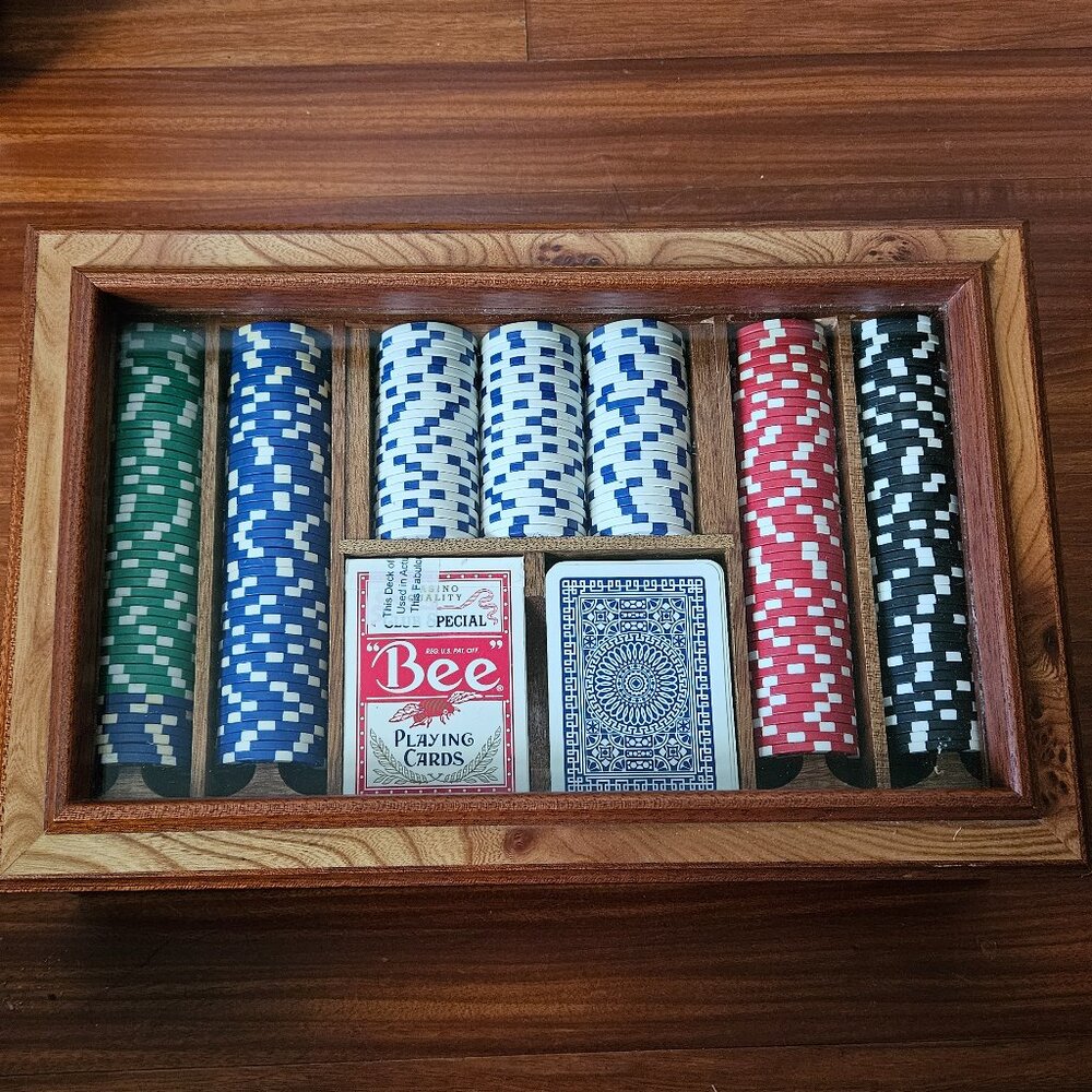 RARE LUXURY ITALY AGRESTI BURLWOOD COMPLETE POKER SET GAMING BOX CERAMIC CHIPS